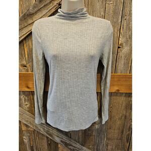 Christian Siriano Ribbed Knit Mock Neck Long Sleeve Top, Women's S SOFT peru ^